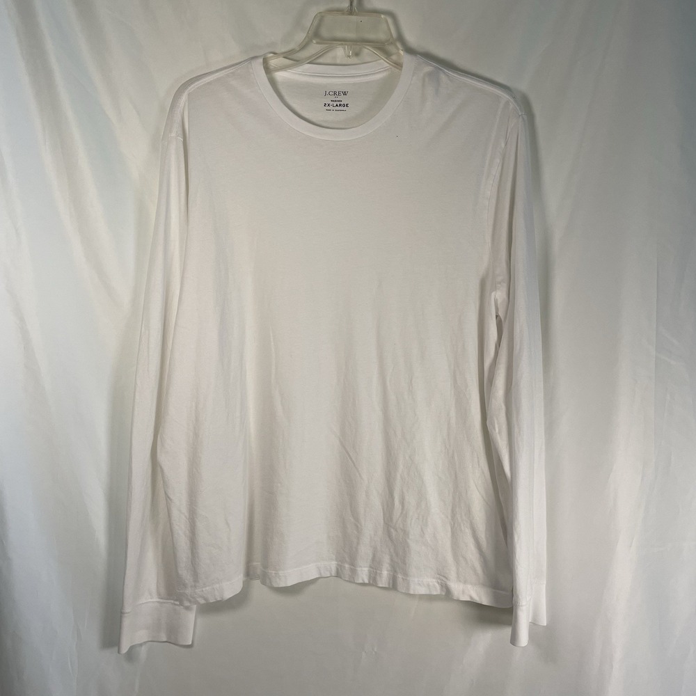 J Crew Mens 2XL‎ White Knit Goods Long Sleeve Crew Neck Tee Shirt Base Layer